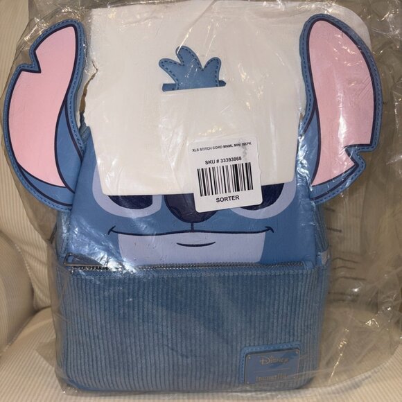 Loungefly Disney Lilo & Stitch Figural Stitch Corduroy Mini Backpack — BoxLunch - Picture 3 of 10